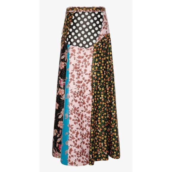 ZARA:s Unique Patchwork Maxi Skirt Boho Festival Floral Polka Dot Print Flowy - Picture 11 of 15